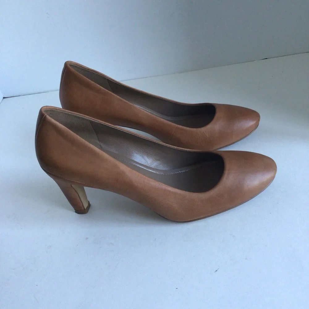 Ecco Leather Pump Round Toe High Heel Light Brown.EU 40/US 9/9.5 - Picture 4 of 13